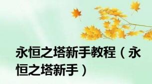 永恒之塔新手教程（永恒之塔新手）