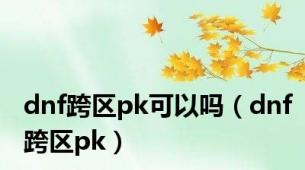 dnf跨区pk可以吗（dnf跨区pk）