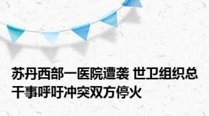 苏丹西部一医院遭袭 世卫组织总干事呼吁冲突双方停火