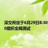 深交所定于6月29日8:30至14:00组织全网测试