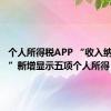 个人所得税APP “收入纳税明细”新增显示五项个人所得