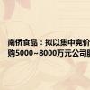 南侨食品：拟以集中竞价方式回购5000~8000万元公司股份