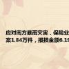 应对南方暴雨灾害，保险业已接报案1.84万件，报损金额6.19亿元