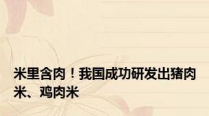 米里含肉！我国成功研发出猪肉米、鸡肉米