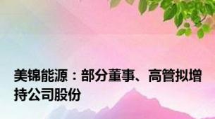 美锦能源：部分董事、高管拟增持公司股份