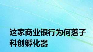 这家商业银行为何落子科创孵化器