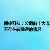 博俊科技：公司前十大流通股东不存在转融通的情况