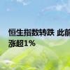 恒生指数转跌 此前一度涨超1%