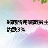 郑商所纯碱期货主力合约跌3%