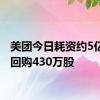 美团今日耗资约5亿港元回购430万股