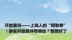 开放草坪——上海人的“阿勒泰”！静安开放草坪有哪些？整理好了