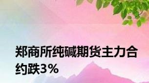 郑商所纯碱期货主力合约跌3%