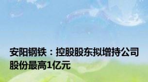 安阳钢铁：控股股东拟增持公司股份最高1亿元