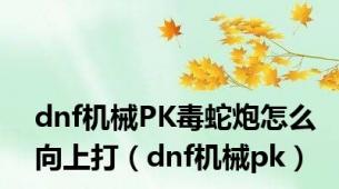 dnf机械PK毒蛇炮怎么向上打（dnf机械pk）