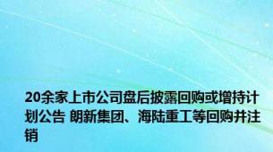 20余家上市公司盘后披露回购或增持计划公告 朗新集团、海陆重工等回购并注销