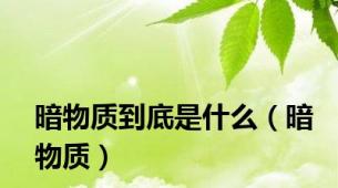 暗物质到底是什么（暗物质）