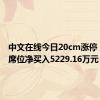 中文在线今日20cm涨停 方新侠席位净买入5229.16万元