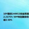 10Y国债240011收益率报历史新低2.2175% 50Y特别国债收益率下行破2.50%