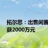 拓尔思：出售闲置房产获2000万元