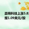 嘉楠科技上涨5.83%，报1.09美元/股