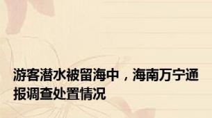 游客潜水被留海中，海南万宁通报调查处置情况