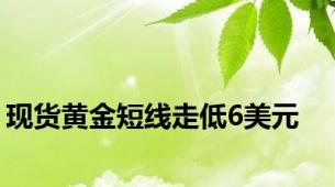 现货黄金短线走低6美元