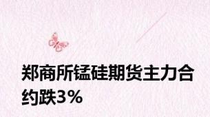 郑商所锰硅期货主力合约跌3%