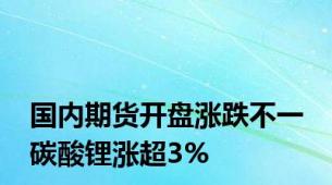 国内期货开盘涨跌不一 碳酸锂涨超3%