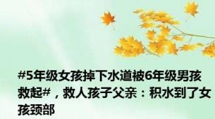 #5年级女孩掉下水道被6年级男孩救起#，救人孩子父亲：积水到了女孩颈部