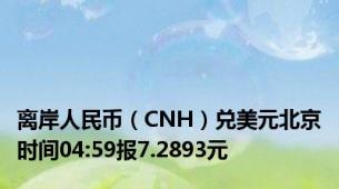 离岸人民币（CNH）兑美元北京时间04:59报7.2893元