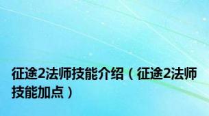 征途2法师技能介绍（征途2法师技能加点）