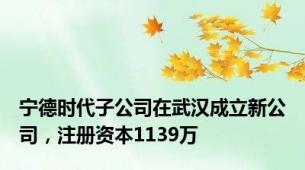 宁德时代子公司在武汉成立新公司，注册资本1139万