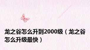 龙之谷怎么升到2000级（龙之谷怎么升级最快）