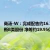 商汤-W：完成配售约16.73亿股新B类股份 净筹约19.95亿港元