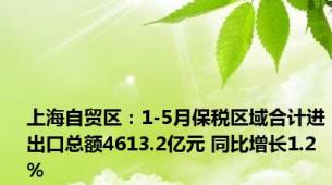 上海自贸区：1-5月保税区域合计进出口总额4613.2亿元 同比增长1.2%