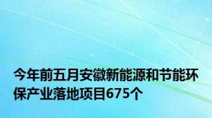 今年前五月安徽新能源和节能环保产业落地项目675个