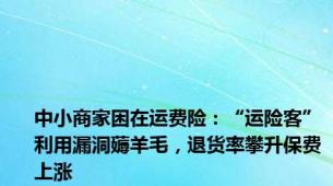 中小商家困在运费险：“运险客”利用漏洞薅羊毛，退货率攀升保费上涨