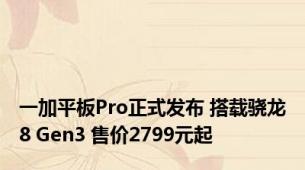 一加平板Pro正式发布 搭载骁龙8 Gen3 售价2799元起