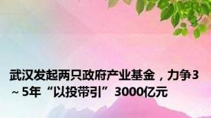 武汉发起两只政府产业基金，力争3～5年“以投带引”3000亿元