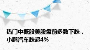 热门中概股美股盘前多数下跌，小鹏汽车跌超4%