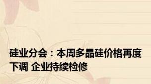 硅业分会：本周多晶硅价格再度下调 企业持续检修