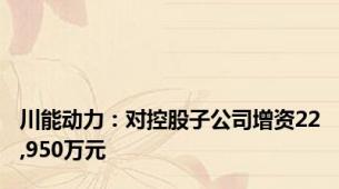 川能动力：对控股子公司增资22,950万元