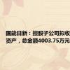 国能日新：控股子公司拟收购股权资产，总金额4003.75万元