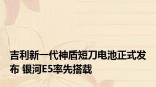 吉利新一代神盾短刀电池正式发布 银河E5率先搭载