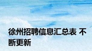 徐州招聘信息汇总表 不断更新