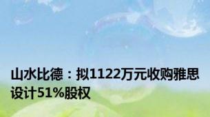 山水比德：拟1122万元收购雅思设计51%股权