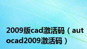 2009版cad激活码（autocad2009激活码）