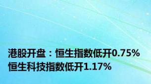 港股开盘：恒生指数低开0.75% 恒生科技指数低开1.17%