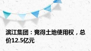 滨江集团：竞得土地使用权，总价12.5亿元