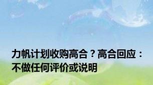 力帆计划收购高合？高合回应：不做任何评价或说明